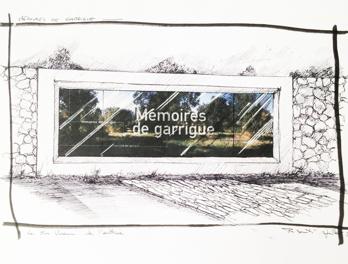 Scénographie de Raymond Sarti, Mémoire de Garrigue, Pont du Gard